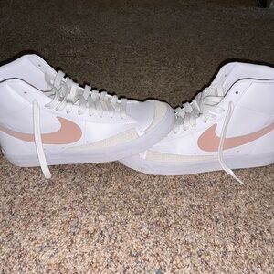Nike Women's White and Peach High-Top Sneakers